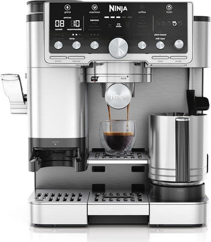 Ninja Luxe Pro ES701EU Pro מכונת קפה עם מטחנה ומקציף לקפה לאטה, קפוצ'ינו, קפה קר ואספרסו 3 ב-1 נינג'ה