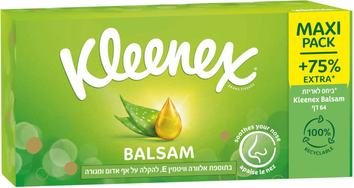 קלינקס באלסאם ממחטות 3 שכבות 112 יחידות