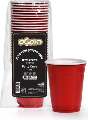 כוסות פלסטיק אמריקאיות 25 יח 12OZ אינטרס