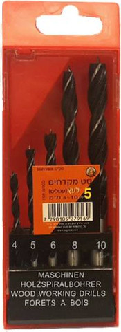 סט מקדחים לעץ 5 יח' 4-10 מ"מ עגולים