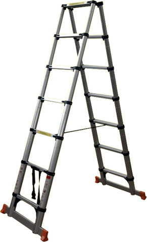 סולם טלסקופי מתקפל כפול 2X11 (22 שלבים) קל לשימוש עם נעילה מכנית בטוחה